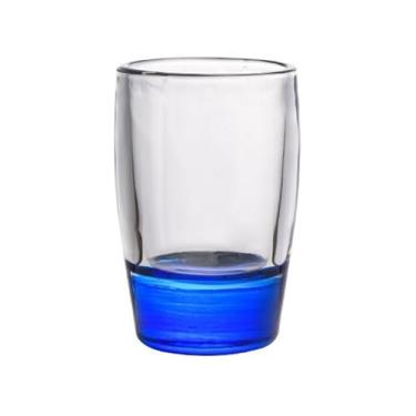 Imagem de Copo de dose de base colorida, copos de base pesada transparente de 42,5 g para uísque, tequila, vodka, bebidas espirituosas e licores (azul escuro)