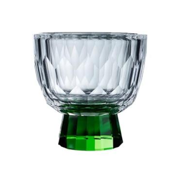 Imagem de Xícaras de chá pequenas de vidro transparente com pés coloridos, copo de degustação de chá em relevo de diamante, 48 g/50 ml (verde)