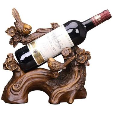 Imagem de Prateleiras de taças de vinho de pássaro acácia armário de vinho escritório doméstico decoração criativa móveis artesanato para cozinha, bar, sala de jantar ou em qualquer lugar (cor: marrom, tamanho