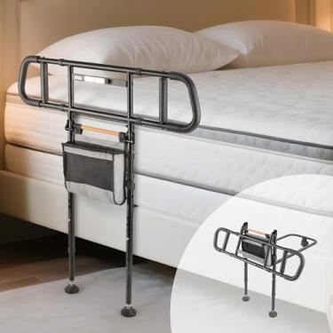 Imagem de NIMOOD Trilhos de cama C5 Pro para idosos e adultos - Trilho de assistência de cama dobrável com altura ajustável, bengala de cama com corrimão mais largo antiderrapante