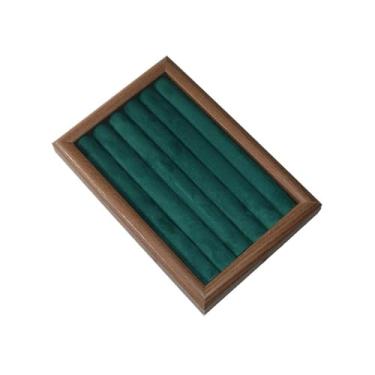 Imagem de x3anggyt5 Elegante organizador de armazenamento de brincos de madeira marrom escuro e verde escuro (pequeno)