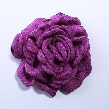 Imagem de NevStp 5 peças, 8 cm, flores de tecido de cetim para decoração de vestido, flor artificial para convite de casamento, roxo, apenas flores
