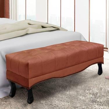 Imagem de Recamier 1,60m Com Pés Luis Xv E Capitonê Em Tecido Veludo Vicenza - Lucadi Cobre