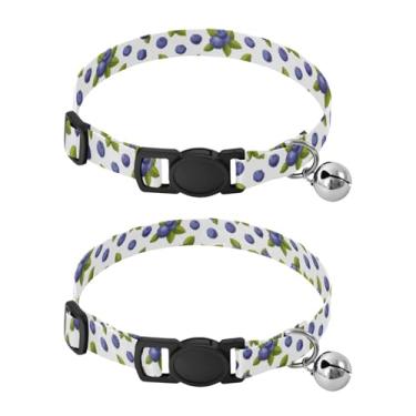 Imagem de STAYTOP 2 coleiras fofas para cães, mirtilos frescos ajustáveis de poliéster macio para cães e gatos