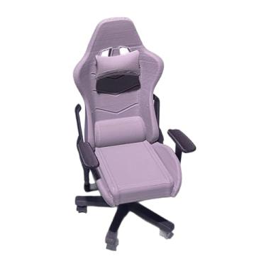 Imagem de MotiveTech Cadeira Gamer em escala 1:12, Modelo Micro, Cenário de Sala de Jogos, Mobiliário Miniatura Retrô e Casual para Construção de Maquetes de Trens e, Cinza
