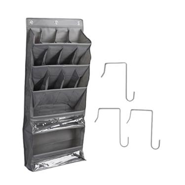 Imagem de Organizador de sapatos suspenso sobre a porta - porta-sapatos de malha respirável com bolsos, suporte para sapatos de armário que economiza espaço para despensa de banheiro do quarto(Gray)