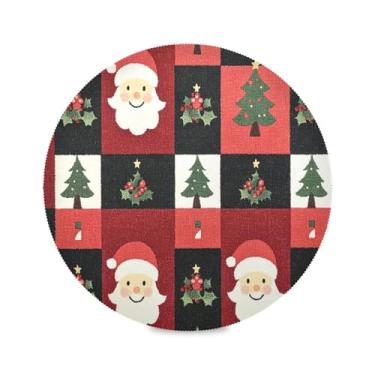 Imagem de STAYTOP Jogo americano redondo fofo de Papai Noel e árvore de Natal, 6 peças, tapetes de mesa antiderrapantes fáceis de limpar para casa, cozinha, churrasco, festa, decoração de mesa
