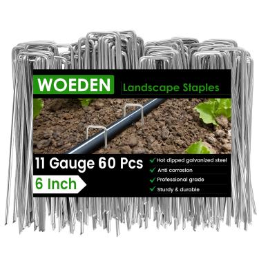 Imagem de Grampos de paisagem de aço galvanizado forte, pontas afiadas resistentes à ferrugem, estacas de plantas e jardins, âncoras de jardim ajustáveis, pinos de paisagismo de metal ao ar livre para gramado