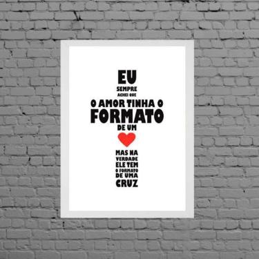 Imagem de Quadro Amor Formato De Cruz 33X24Cm Moldura Branca