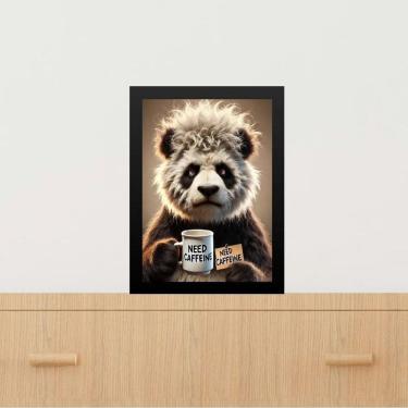Imagem de Quadro Decorativo Café Panda - Preciso Cafeína 24X18Cm Vidro