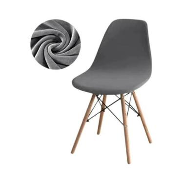 Imagem de Capa De Cadeira De Jantar Sem Braços Em Veludo De Cor Sólida, Elástica