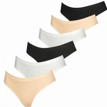 Imagem de Kit 6 Calcinhas Biquíni Tanga Poliamida Sem Costura Microfibra Forro D