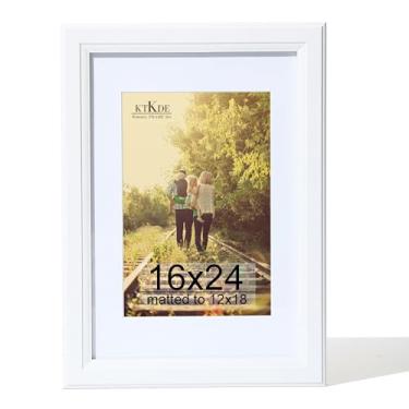 Imagem de KTKDE Moldura de 40,6 x 61 cm, moldura para pôster, imagens 30,5 x 45,7 cm com tapete ou 40,6 cm x 61 sem, vidro temperado, 61 x 40,6 cm, moldura de madeira branca para galeria de parede, melhor