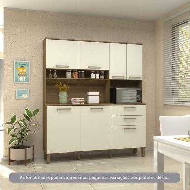 Imagem de Cozinha Compacta 7 Portas E 2 Gavetas Com Tampo Luciane Móveis Carvalho Arenas