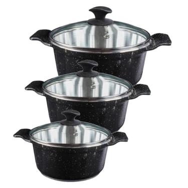 Imagem de Jogo Panelas Preto Liso Alumínio Usinado Javali Aa 26 A 30