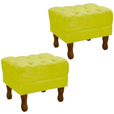 Imagem de Kit 2 Puff Puf Retro Capitone 52X44Cm Suede Amarelo Mpassos Amarelo