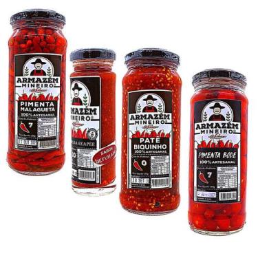 Imagem de Pimentas pate biquinho bode vermelha carolina reaper malagueta armazem