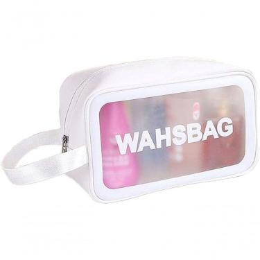 Imagem de Necessaire Maquiagem Feminina Transparente A Prova De água Para Viagem branco