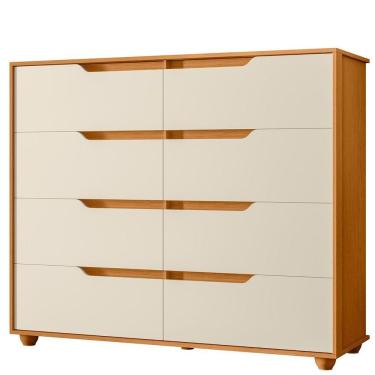 Imagem de Cômoda Grande 8 Gavetas Doble Flex Cinamomo Off White