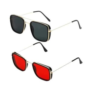 Imagem de Óculos De Sol Pequenos Com Armação Metálica Quadrada, Proteção UV, Est