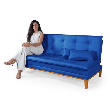 Imagem de Sofá Cama Mobly Estofado em Corino Pés em Madeira Reforçado