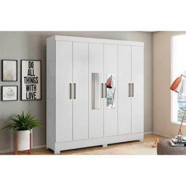 Imagem de Guarda Roupa Casal 6 Portas E 3 Gavetas C/ Espelho Prático Branco - Demóbile