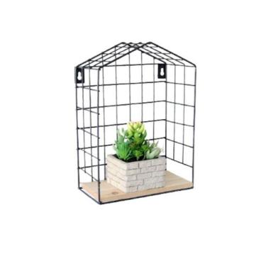 Imagem de Prateleira decorativa de metal e madeira 19,5x27x10cm - FWB