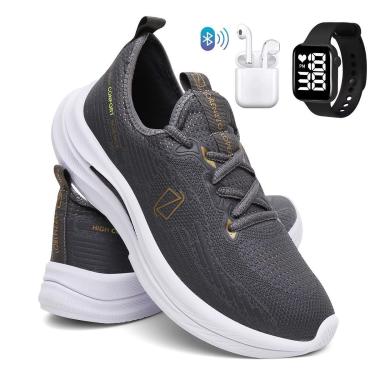 Imagem de Kit Tênis Masculino Para Corrida e Academia Super Leve e Macio com Relógio e Fone-Masculino