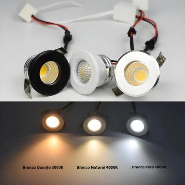 Imagem de Spotlights LED COB 3W Pequenos Em Preto, Branco E Prata, CRI90+, Luz D