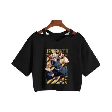 Imagem de Camiseta Feminina Demon Slayer Nezuko Kimetsu No Yaiba Crop Top Tanjir