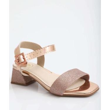 Imagem de Sandália Infantil Metalizada Glitter Molekinha Rosê-00096, 29, Rosê