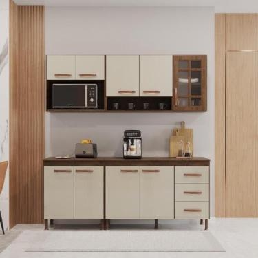 Imagem de Cozinha Modulada Compacta Fidelitá Lisboa 4 Peças 190cm 9 Portas 3 Gav