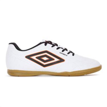 Imagem de Chuteira Umbro Futsal Class Footballer Branco Preto e Laranja - Mascul
