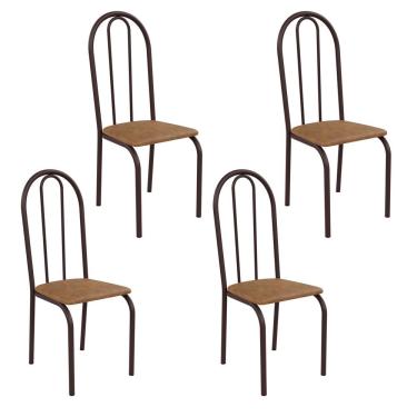 Imagem de Kit 4 Cadeiras Ilhabela Estrutura Em Aço Marrom Tecido Jambo