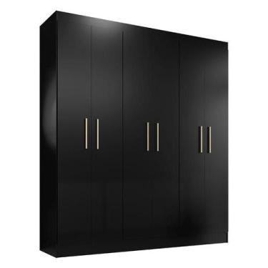 Imagem de Guarda Roupa Casal Ipê 6 Portas Preto Fosco - kits Paraná