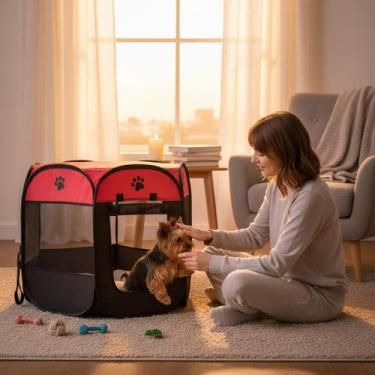 Imagem de Cercado Delimitador Dobrável Casinha Pet Portátil para Cachorro 4 Pain