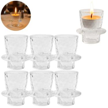Imagem de 6 Castiçal de Vidro Cônico Porta Velas Decoração Tealight - Freecom