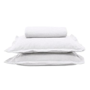 Imagem de Colcha Queen 3 Peças Algodão Piquet Favo Branco Dohler