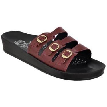 Imagem de Sandália Casual Feminino Ortopédica 3 Fivelas Anatômica Confortável-Feminino