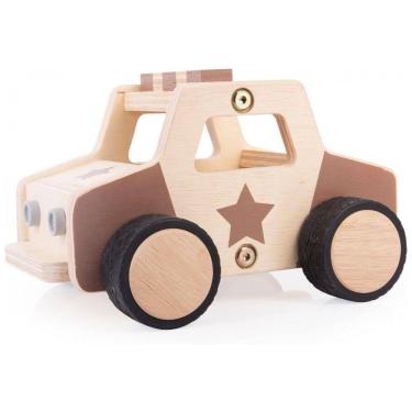 Imagem de Veículo de madeira Guidecraft Wooden Police Car para brincadeiras de faz de conta e complemento de cantos de blocos
