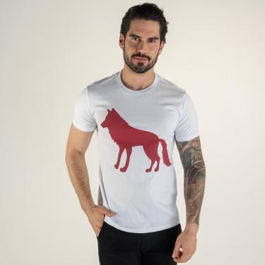 Imagem de Camiseta Acostamento Branca Lobo Vermelho-Masculino