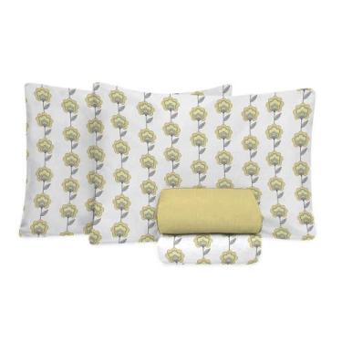 Imagem de Jogo de Cama King Size Algodão 130 Fios 4 Peças Estampado - Fiori, Cin