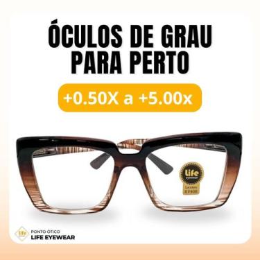Imagem de Óculos Quadrado Marília Grau +0,50 a +5,00 Feminino Leitura Hipermetro