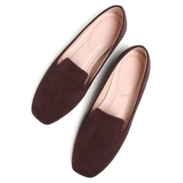 Imagem de Sapatilhas de balé SAILING LU, café com bico quadrado feminino, tamanh