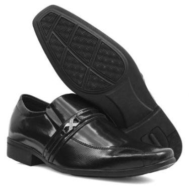 Imagem de Sapato Social Masculino Preto Verniz Elástico de Calçar Bico Fino Quadrado Estilo Italiano-Masculino