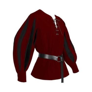 Imagem de Camisa Gótica Masculina De Manga Longa Casual Vintage Medieval Renasce