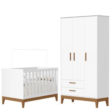 Imagem de Guarda Roupa Infantil Flip 3 Portas com Berço Americano Flip Branco Acetinado - Reller