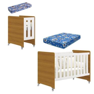 Imagem de Berço Americano Evolution 4 em 1 Branco Acetinado Savana com Colchão Mini e Colchão Americano Ortobom - Reller