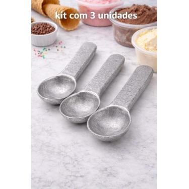 Imagem de kit 3 Colheres para Sorvete em Alumínio Michelon