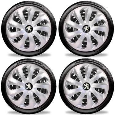 Imagem de Jogo 4 Calotas Velox Aro 14 Prata Peugeot 206 207 208 307 - Elitte